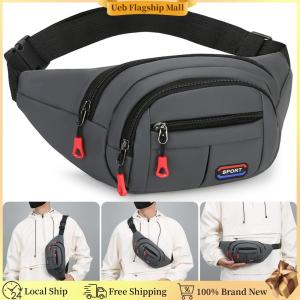 [Ueb Flagship Mall]Men Women Crossbody Bag with 4-Zipper Pockets Fashion Waist Pack with Adjustable Strap for Travel Hiking Running