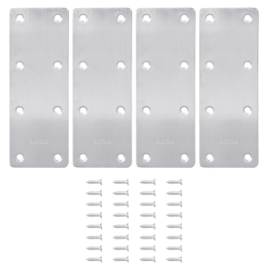 4Pcs Flat Mending Plate Metal Straight Brace Stainless Steel Fixed Angles Support Brackets Repair Joining Fixing Bracket