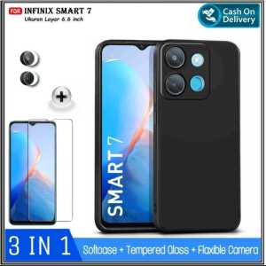 Paket 3in1 Case Infinix Smart 7 Smart 3 Plus Infinix S4 Casing Premium Slim Exellent Cover Free Tempered Glass Dan Camera
