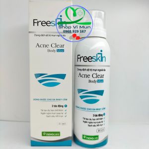 Xịt mụn lưng viêm nang lông dày sừng nang lông viêm da Novocare - Freeskin sạch mụn mờ thâm sáng da 80ml