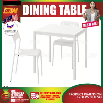 1 Dining Table (75CM X 75CM) + 2 Dining Chairs / Wooden Table Chairs / Ruang Makan / Dining Area Set / Meals Table / Meals Chairs