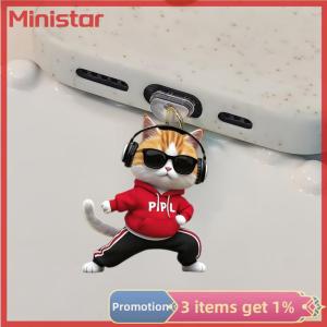 Ministar 2D Acrylic Flat Animal Dust Plug For Iphone And Type-C Connector Dust Plug Pendant Hanging Decoration