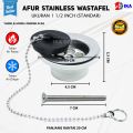 AFUR WASTAFEL 11/2 11/4 INCH SARINGAN PEMBUANGAN AIR BAK CUCI PIRING PLASTIK / STAINLESS TERMURAH. 