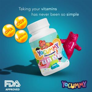 Yogummy Multivitamins 5 in 1 Gummy Vitamins with Lysine DHA CGF Zinc and Vitamin C