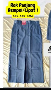 Rok Span Panjang Belah Satu SMP Biru Dongker Anak Perempuan Bahan High Twis