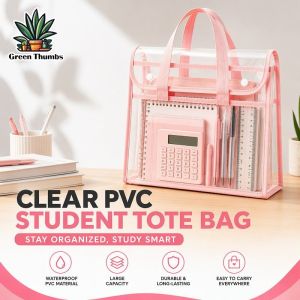 Clear Document File Bag Waterproof Pvc Folder Large Capacity A4 Size School Office Organizer