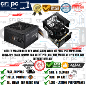 COOLER MASTER ELITE NEX W500 230W WHITE 80 PLUS  PSU MPW-5001-ACBW-BPH BLACK 120MM FAN ACTIVE PFC  ATX  NON MODULAR