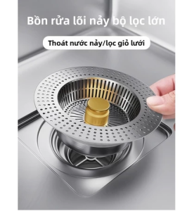 Lọc rác bồn rửa rát Inox thông minh chống tắc chống mùi ngăn chặn côn trùng dễ vệ sinh