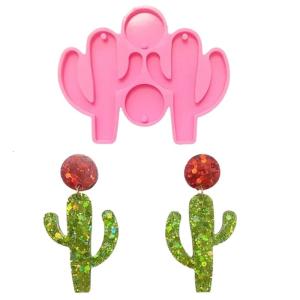 แม่พิมพ์ซิลิโคนรูปกระบองเพชรน่ารักแบบทำมือแม่พิมพ์เรซินอีพ็อกซี่ต่อรังสียูวีต่างหูจี้ห้อยแบบมีเสน่ห์เครื่องมือทำพวงกุญแจ