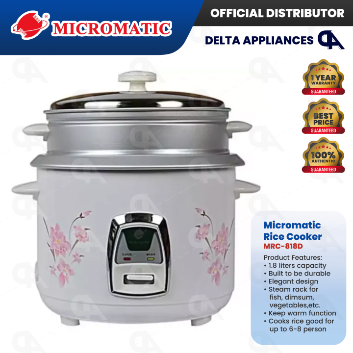 Micromatic Rice Cooker With Steamer Original 1 Year Warranty MRC 818D ...