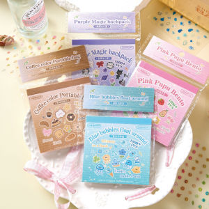 24sheets Cartoon Mini Stickers Book DIY Stickers for Kids PET Cute Stickers for Nail Phone Case Decor