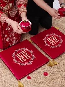 【Ship in 24H】喜字结婚专用结婚用品毛巾刺绣跪垫新款新娘新娘磕头坐垫婚礼敬茶