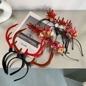 YOCKY Red Elk Horn Cartoon Girl Baby Adults Home Decorations Reindeer Headwear Children Christmas Hair Hoop Antlers Headband Merry Christmas Decor Hair Accessories