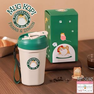 Mug WU MIAO WAN SUI Tumbler Botol Minum Kopi Susu Teh Termos SUS 304 Sedotan 620ML Handy CUP