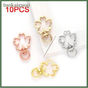 tuokaiguoji 10pcs Cherry Blossoms Hollow Key Chain Key Ring DIY Accessories Lobster Clasp