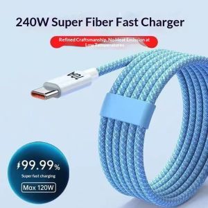 JJT 蓝色编织数据线typec亮光高光支持240w超级快充手机充电线高亮