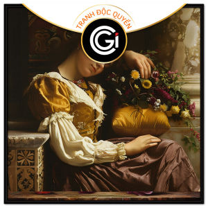 Tranh treo tường tranh dán tường chân dung cô gái đẹp cổ điển Châu Âu sơn dầu in canvas. CGI - 367