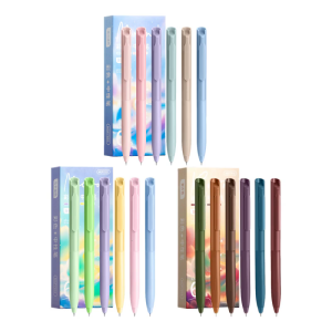 6ชิ้นปากกาหมึกเจลแห้งเร็วอุปกรณ์การเขียนเรียบปากกาหมึกเจลพับเก็บได้พร้อมที่จับแสนสบายสำหรับนักเรียน