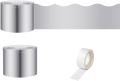 65 Feet Silver Bulletin Board Borders, Scalloped Border Trim, Rolled Classroom Borders for Bulletin Board, White Board, Cork Board, Locker, and Classroom Décor Burlap Scalloped Border Trim. 