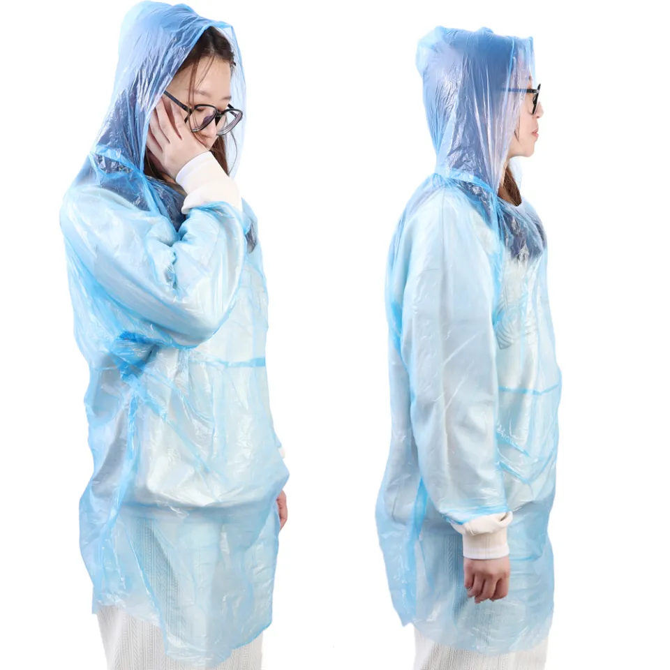 Disposable Raincoat Waterproof Long Women Men Rain Coat Hooded for