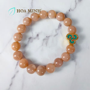 Vòng tay đá Sunstone Mặt Trời size 10 li phối charm cát tường phong cách thời trang sang trọng | Hoa Minh Gem