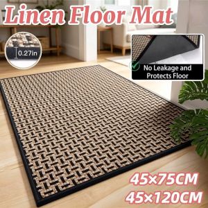 Door Mat Floor Rug Non Slip Absorbent Fast Dry Linen Look Washable Bathroom Entryway Home Brown