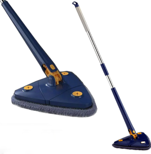 Wall Cleaner 360° Rotatable Adjustable Cleaning Mop Telescopic Triangular Mop Reusable Triangle Mop for Floor Cleaning Walls Glass Ceiling Cleaning Best Home Kitchen Extendable Water Absorption Automatic Water Squeezing Function Wall Mop