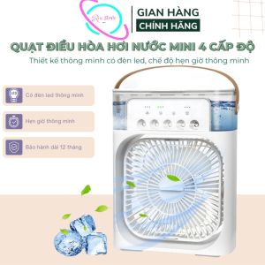 Quạt phun sương để bàn nhỏ gọn Quạt mini để bàn tiện lợi Có 5 vòi phun sương kèm đèn led 7 màu tùy chỉnh Riustore