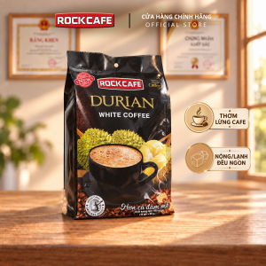 RockCafe - Cà phê hòa tan 3 trong 1 - Vị sầu riêng độc đáo - Thơm ngon - Đậm vị  - Túi 30 gói x 20gr