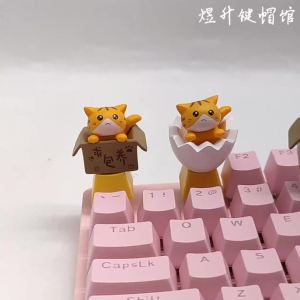 Nắp phím mèo độc đáo diy Phụ kiện trang trí keycap bàn phím cơ 3D Cross Axis tùy chỉnh đơn màu hồng dễ thương