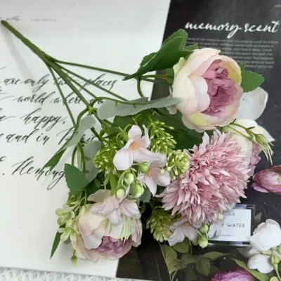 KOREAN NEW KUKKA - Bouquet bunga BKT 1022 MIXY 6Cbg Bunga MIX PEONY DAN HYDRA Artifisial Dekorasi Hiasan Seserahan Buket Palsu