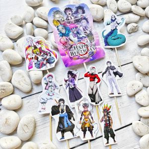 Demon Slayer Birthday Cake Topper Cupcake Pudding Tumpeng Hampers Hiasan Kue Ulang Tahun 1 set Tanjiro Kamado Nezuko Inosuke Zenitsu Hashira Muzan Uzui Tengen Shinobu Akaza Muichiro Tokito Kanroji