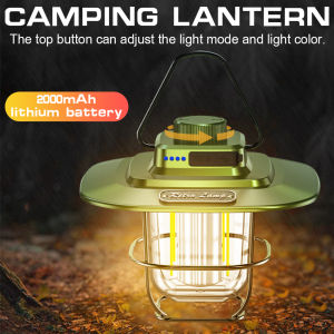 【Hospor】 LED Hanging Camping Lamp Vintage Portable Hanging Tent Lamp Stepless Dimming Waterproof IPX4 Rechargeable for Outdoors for Hiking Camp for Home