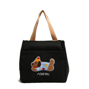 QNQN แฟชั่นเย็บปักถักร้อยตัวอักษร TOT กระเป๋าใหม่การ์ตูนแม่กระเป๋าผ้าใบสะดวกกระเป๋าถือขนาดใหญ่ความจุกระเป๋าถือ