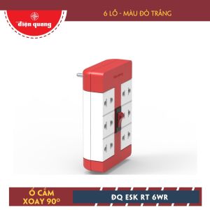 Ổ Cắm chia điện xoay 90° Điện Quang ĐQ ESK RT 6WR (6 Lỗ Màu Đỏ Hồng Xanh Dương Xanh Lá Cây Vàng)