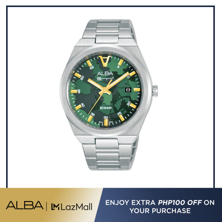 ALBA Philippines Signa AS9N35X1 Mens Quartz watch Green patterned