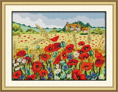 Floral 11CT 14CT Stamped Printed Cross Stitch Silang Pangkah Handmade DIY Kit Set Needlework