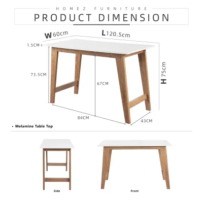 KitchenZ 4 People Seater Simona Series Dining Table with 4 Dining Chairs / Melamine Table Top / Solid Board Leg - HMZ-FN-DT-S0004-NO+WT