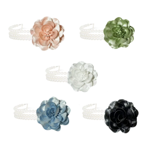 Stylish Floral Simulated Pearls Necklace Adjustable Length Design Flower Clavicle Chain for Casual or Formal Occasion