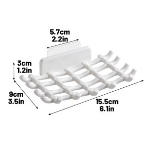 Adhesive Shower Soap Holder Multi-Functional with Drain Holes & Hooks Strong Waterproof Mount Keeps Soap Dry & Bathroom Organized Sleek Design