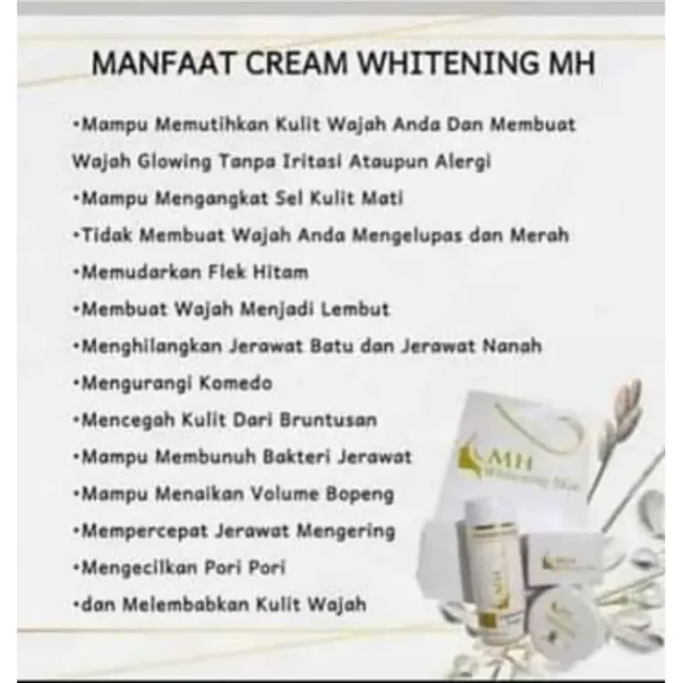 MH Whitening Skin BPOM 1 Paket Cream Mh Mira Hayati Lengkap