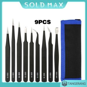 Alat Serbaguna Pinset Isi 9pcs /Set Hitam Pinset Eyebrow Tweezer