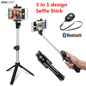 Zeallionขาตั้งสามขาแบบพกพาMonopod Bluetooth Selfie Stickปุ่มมือถือรีโมทกล้องSelfie StickสําหรับiPhone 6 8 Plus Huawei Android Stick Z2