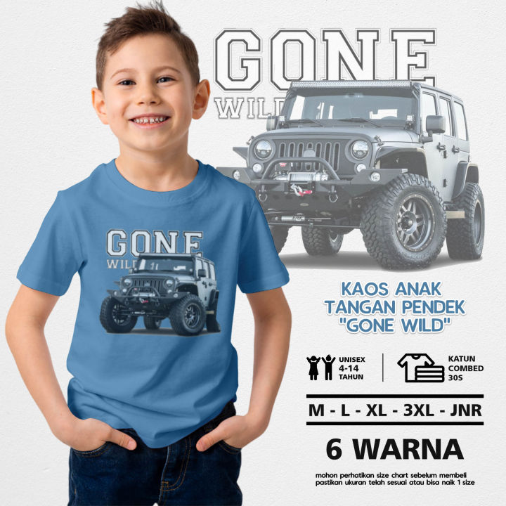 Kaos Anak Gone Wild Lengan Pendek Bahan katun Combed Usia 414 Tahun
