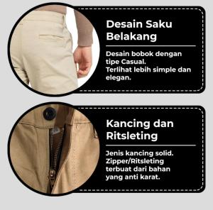 PROMO ISI 2PCS Celana chino panjang pria slim fit bahan cotton twill melar stretch Adem Nyaman