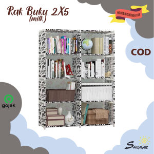 PROMO BISA COD RAK PORTABLE 2 SISI/ SERBAGUNA/ RAK BERMOTIF/ RAK LUCU/ RAK BONGKAR PASANG (RAK BUKU 2x5 - PINK POLKADOT) SHENAR