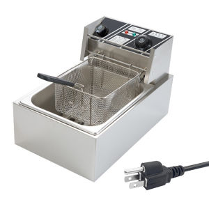 20L Electric Deep Fryer Heavy Duty Double Stainless Steel Frying Machine with Basket and Lid Fries Deep Fryer Fried Chicken Temperature Control and Timing