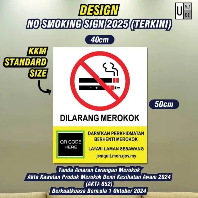 No Smoking Sign Grab & E-hailing Dilarang Merokok 2025 Hang KKM Compliant Car interior Signage taxi