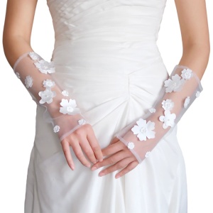 ดอกไม้งานแต่งงานถุงมือแต่งงานถุงมือเจ้าสาวอุปกรณ์จัดงานปาร์ตี้สำหรับคอนเสิร์ตนิ้วถุงมือสีขาว