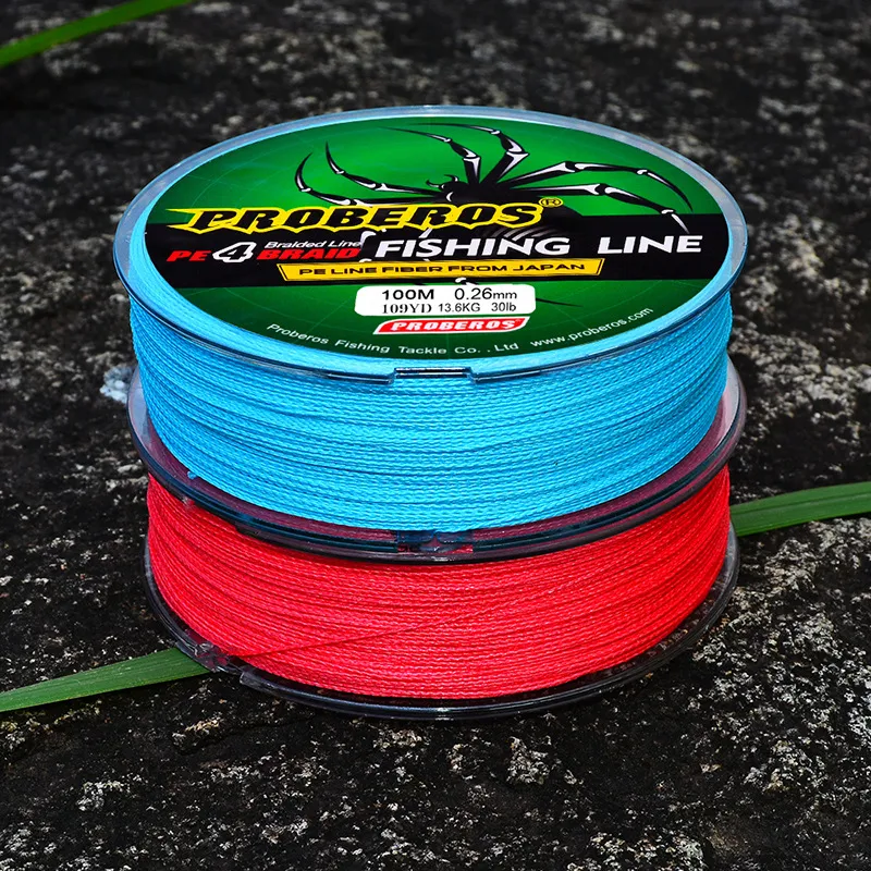 4 Braided 100m Dyneema Fishing Line Yellow/blue/red/gray/green 5 Colors PE  Wire 0.4#-10# Braided Wire